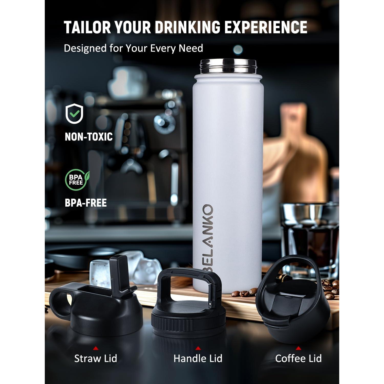 Botella de Agua Aislada BELANKO 710 ml Acero Inoxidable Blanco