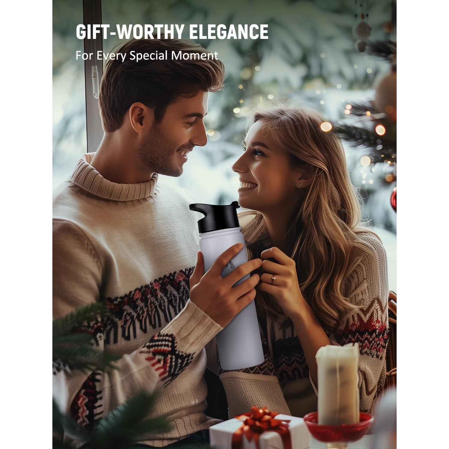 Botella de Agua Aislada BELANKO 710 ml Acero Inoxidable Blanco