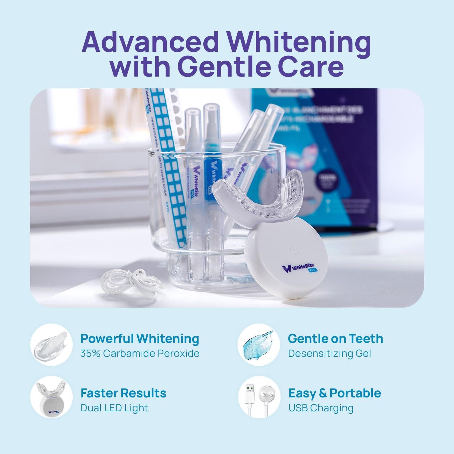 Kit Blanqueamiento Dental Whitebite Pro - Luz LED + Gel 35%
