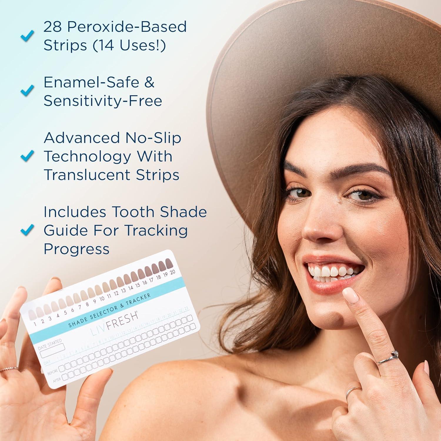 Tiras Blanqueadoras de Dientes LIVFRESH - 28 Tiras, 14 Tratamientos