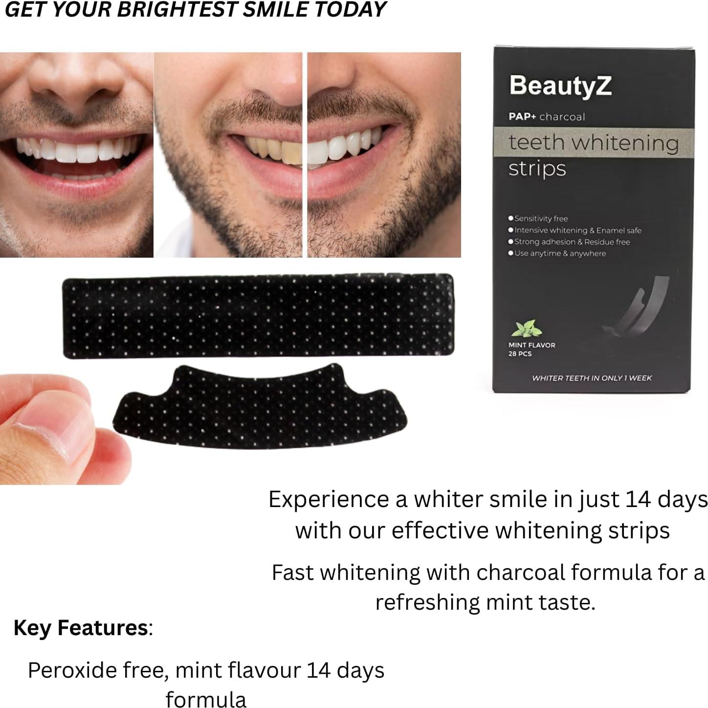 Tiras Blanqueadoras de Dientes BeautyZ - 28 Tiras Menta - Sin Peróxido