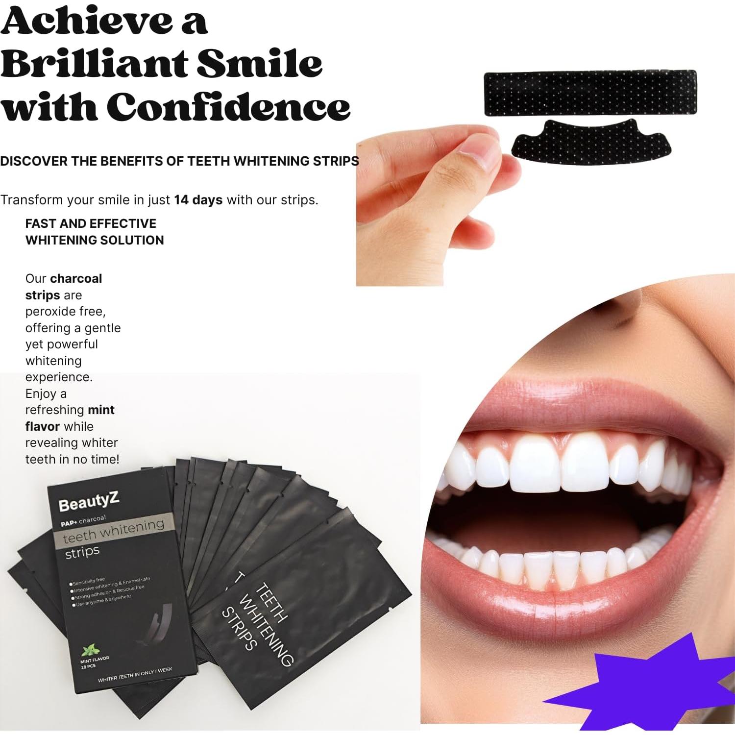 Tiras Blanqueadoras de Dientes BeautyZ - 28 Tiras Menta - Sin Peróxido