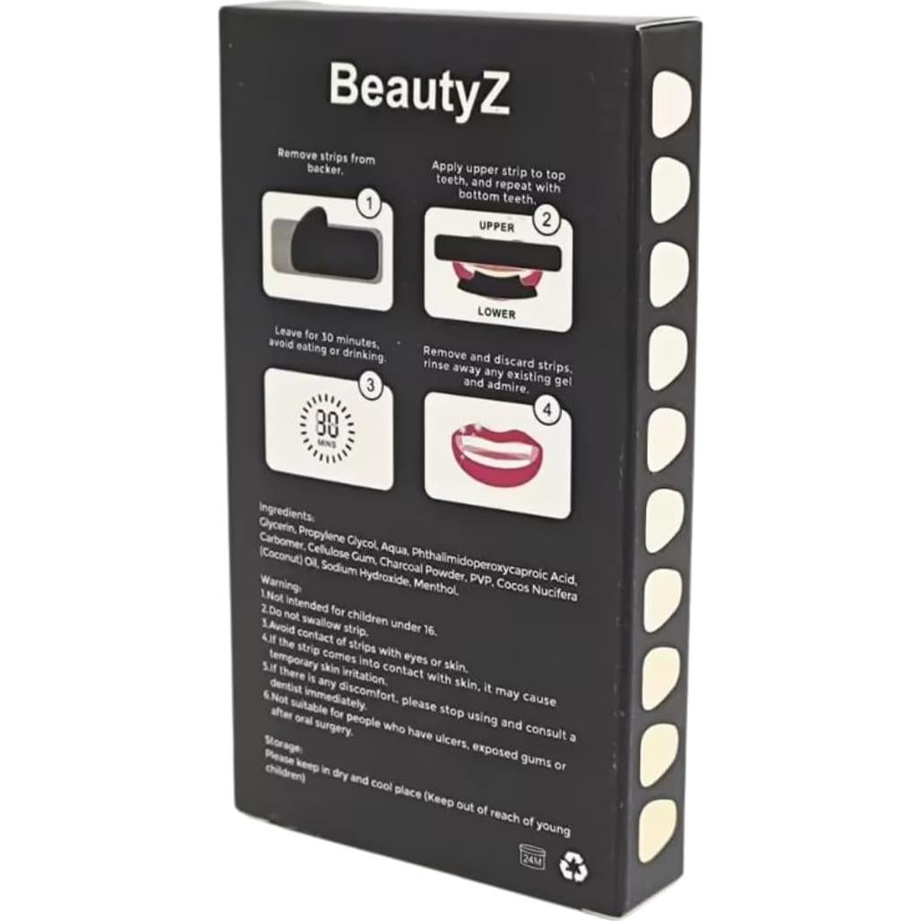 Tiras Blanqueadoras de Dientes BeautyZ - 28 Tiras Menta - Sin Peróxido