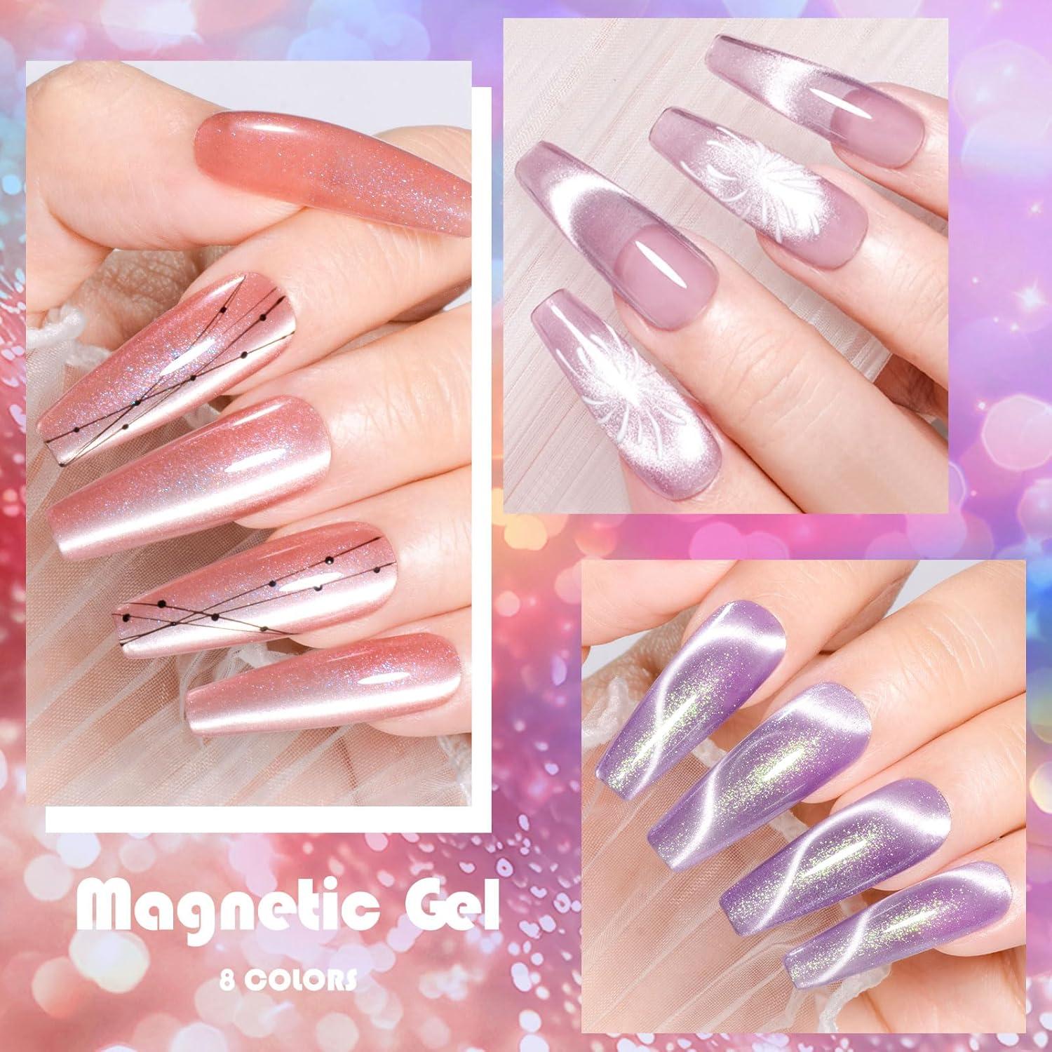 Set de 8 Esmaltes de Uñas en Gel Cat Eye MEET ACROSS 7 ml