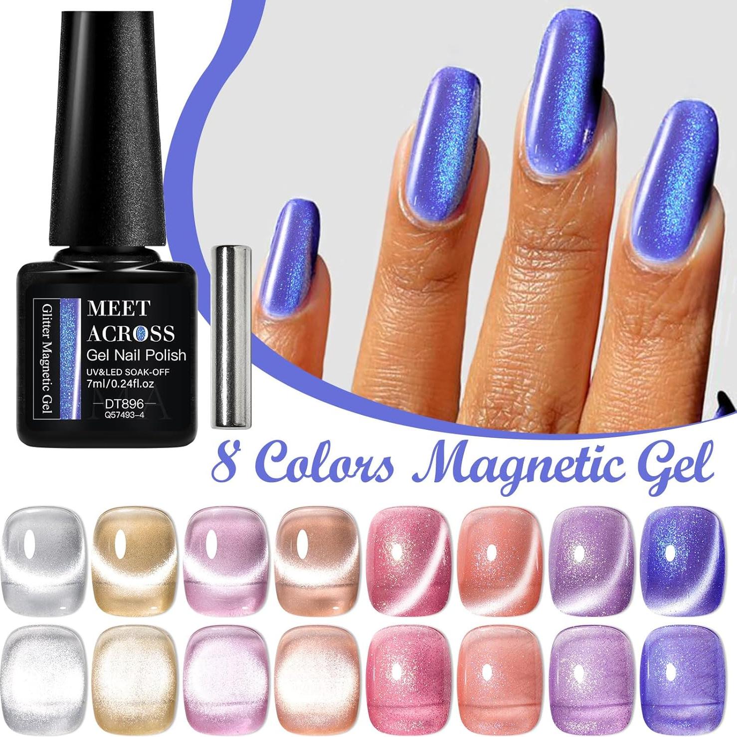 Set de 8 Esmaltes de Uñas en Gel Cat Eye MEET ACROSS 7 ml