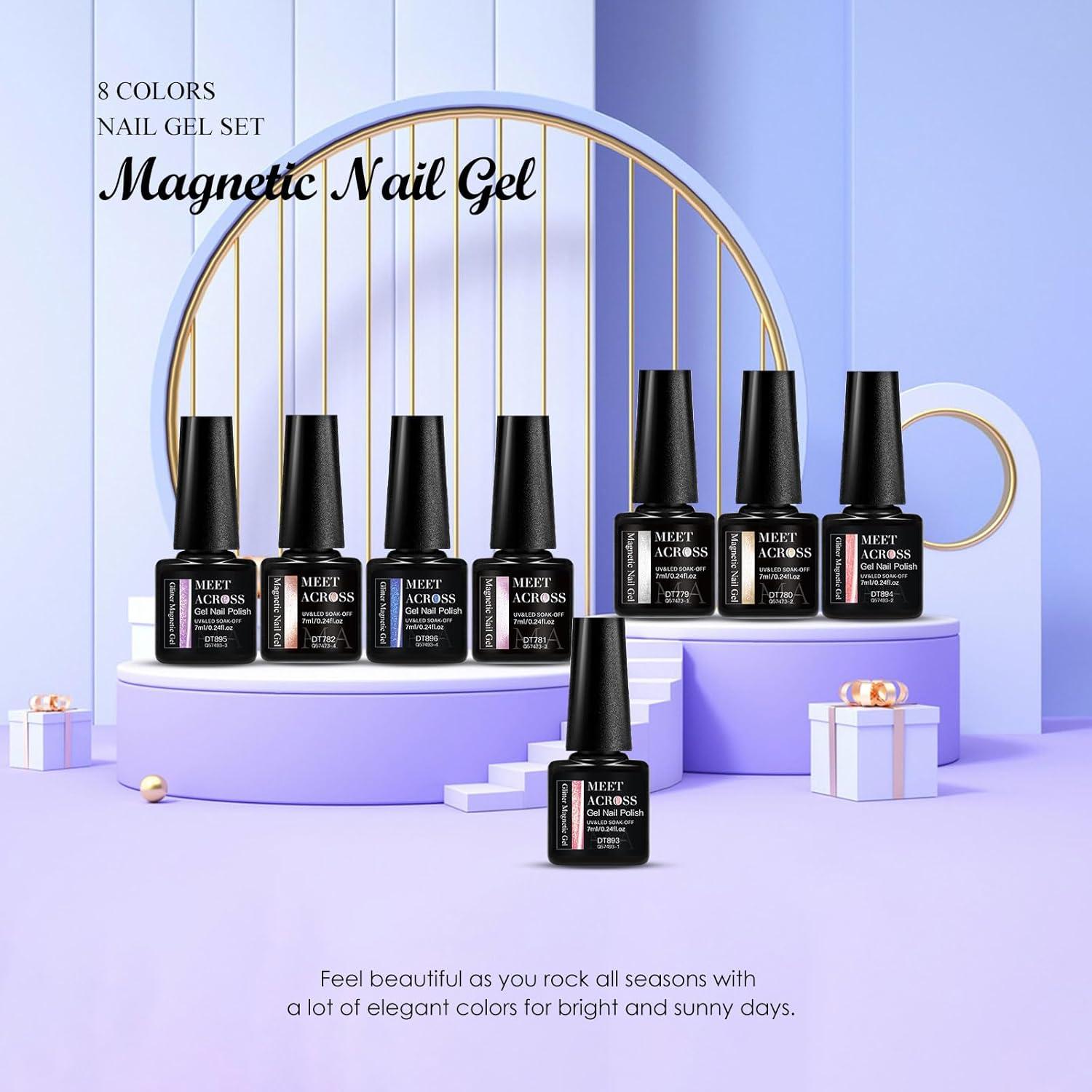 Set de 8 Esmaltes de Uñas en Gel Cat Eye MEET ACROSS 7 ml