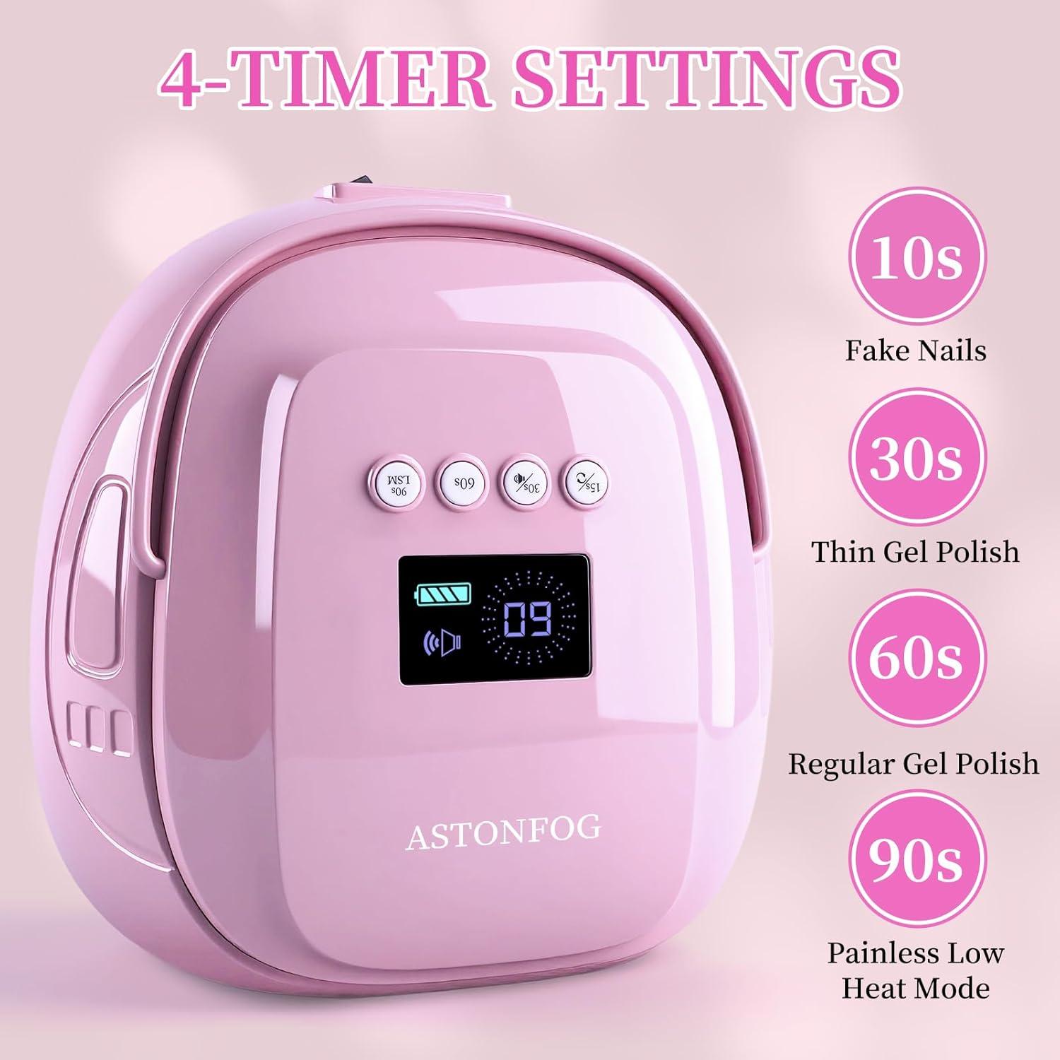 Lámpara UV LED 126W Astonfog Púrpura, Secador de Uñas Portátil