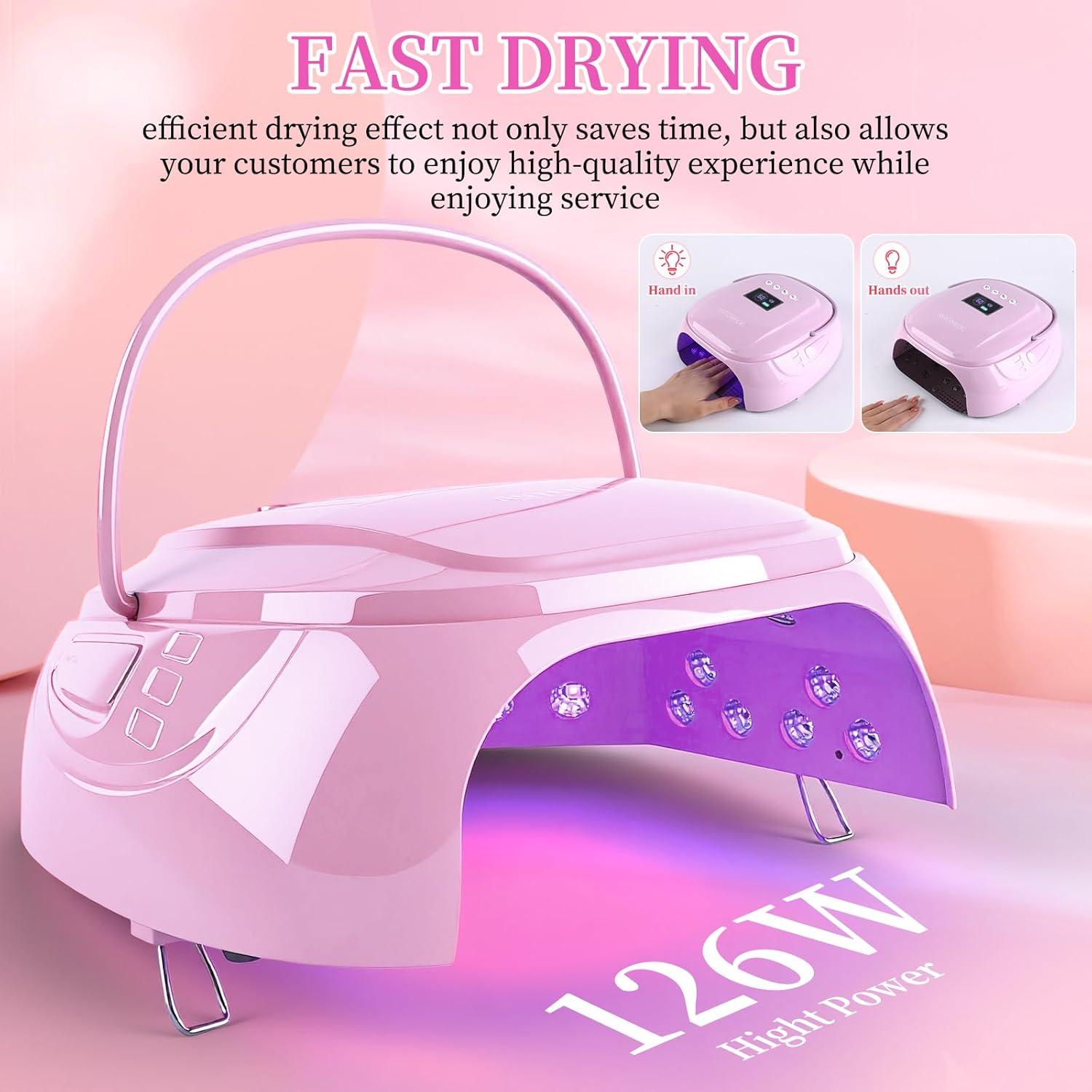 Lámpara UV LED 126W Astonfog Púrpura, Secador de Uñas Portátil