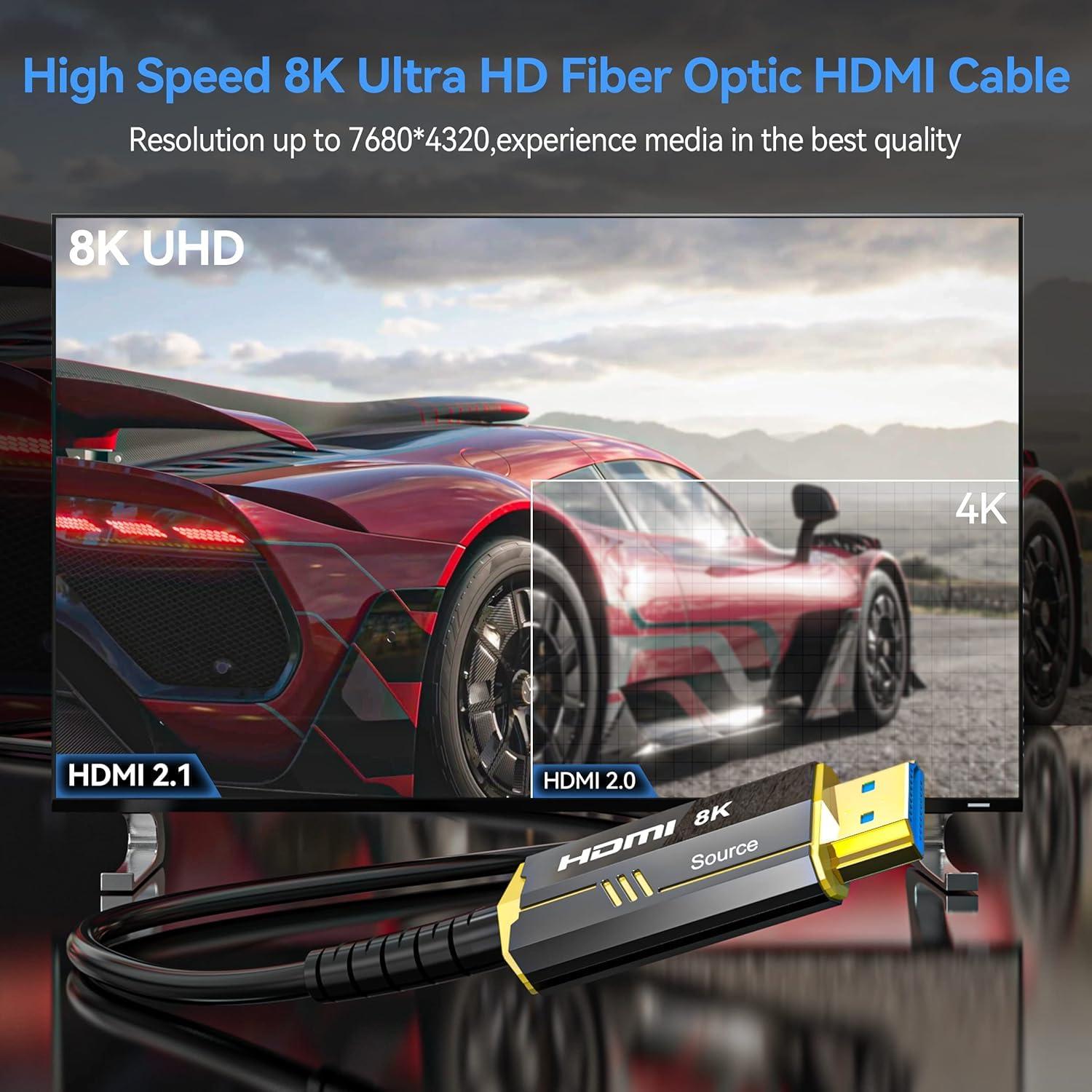 Cable HDMI 2.1 DGHUMEN 2M Fibra Óptica 8K 48Gbps HDR10