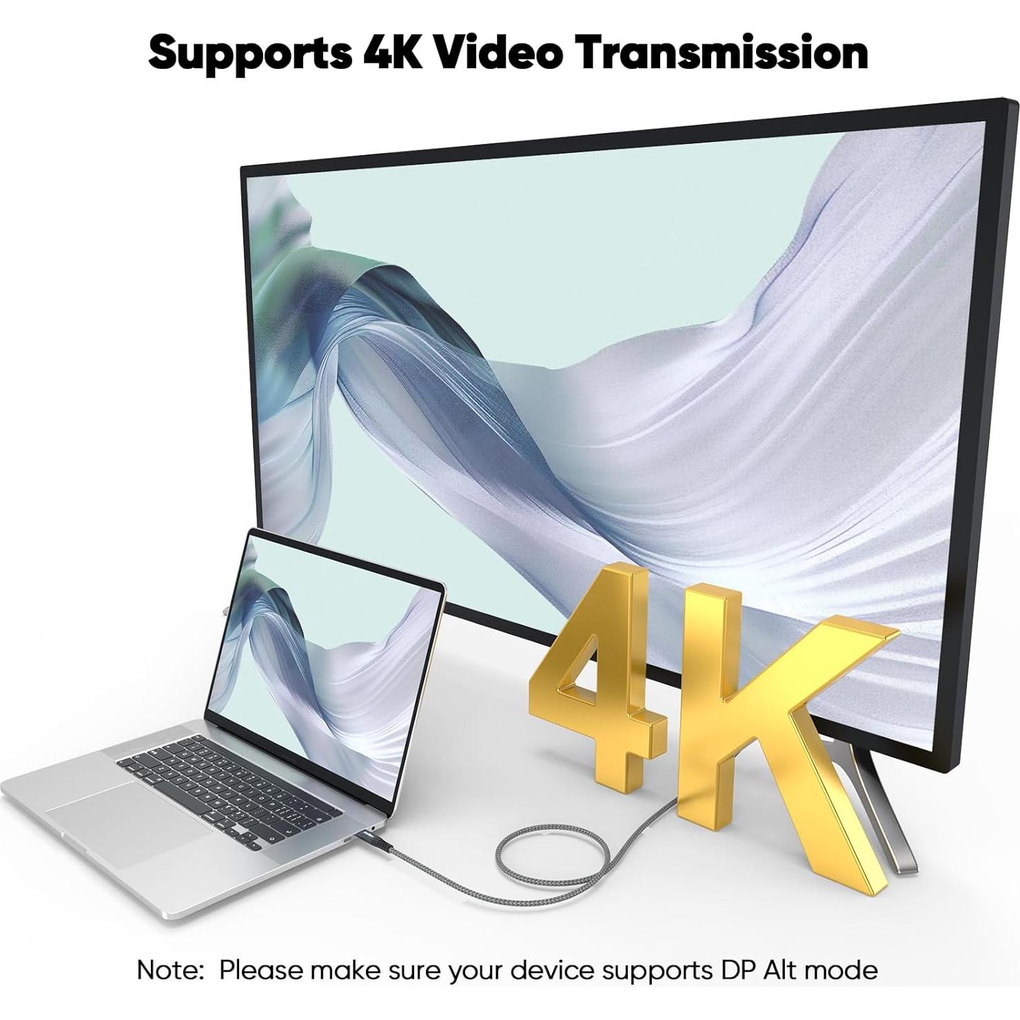 Cable USB C 0.91m JasRoum 3.2 Gen 2x2 20Gbps 240W 4K