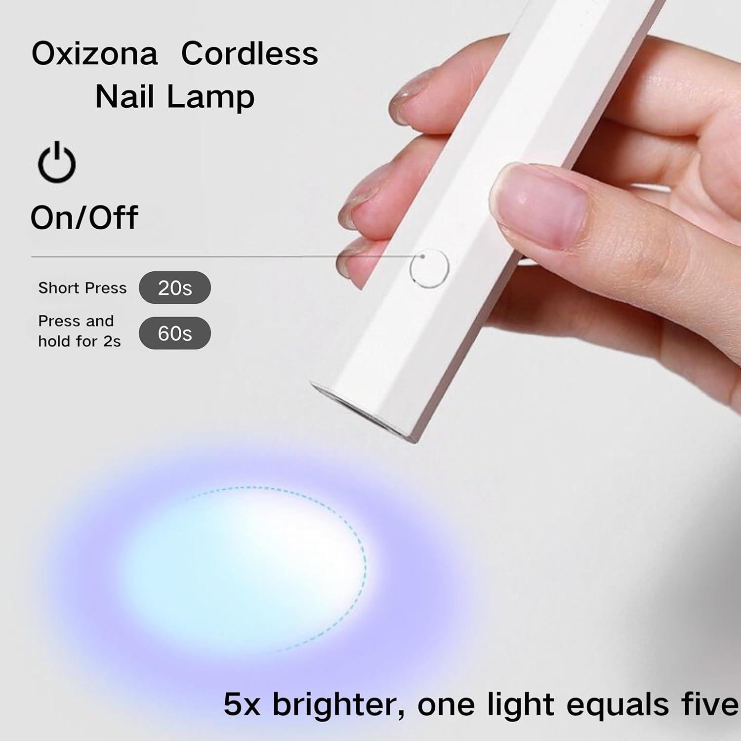 Lámpara UV de Mano OXIZONA para Uñas de Gel Rosa