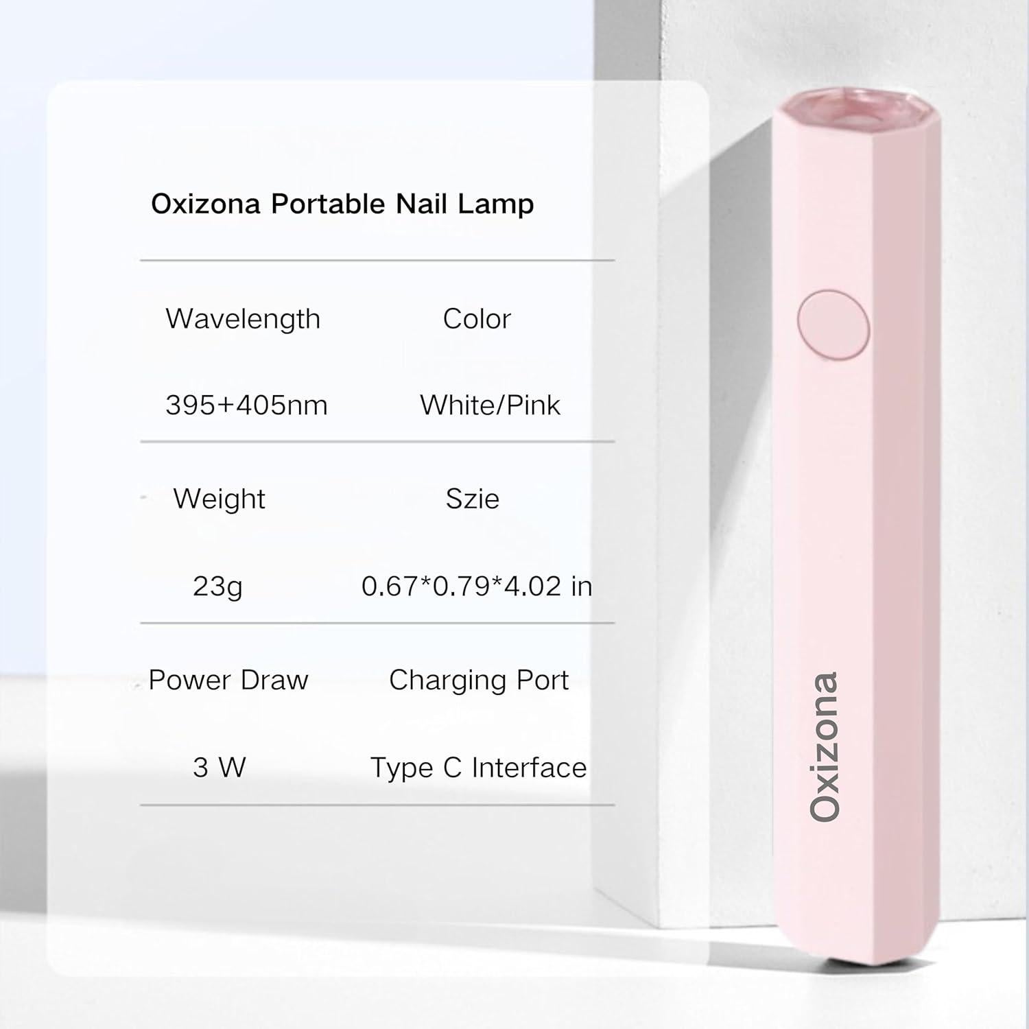 Lámpara UV de Mano OXIZONA para Uñas de Gel Rosa