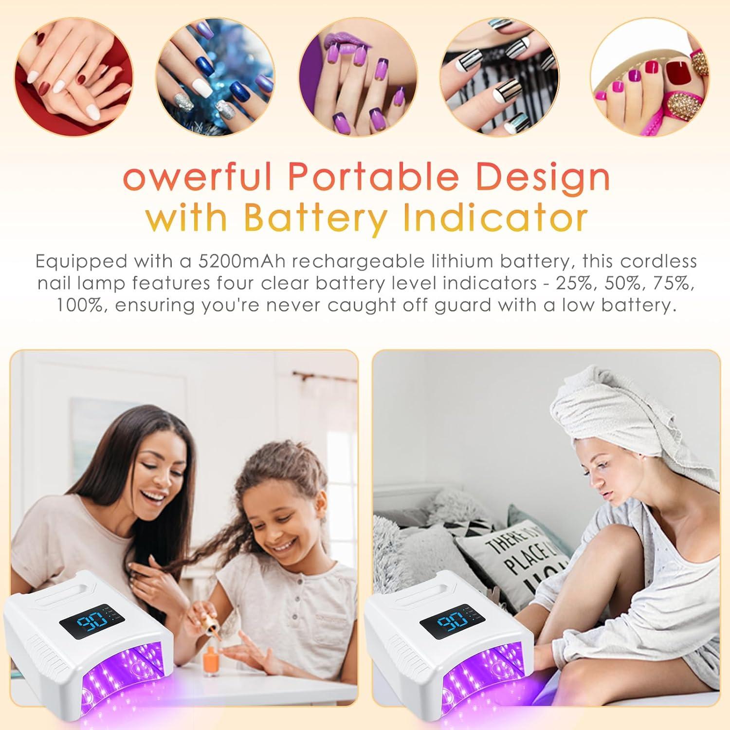 Lámpara de Uñas UV LED Inalámbrica Layhou 80W 52 LEDs