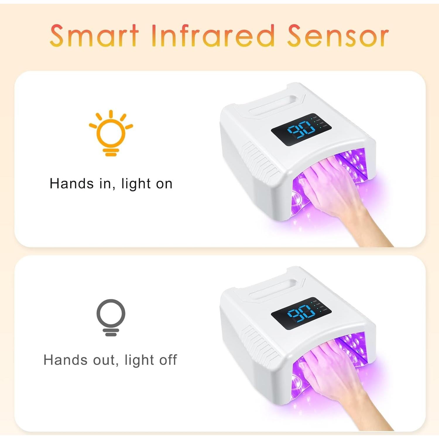 Lámpara de Uñas UV LED Inalámbrica Layhou 80W 52 LEDs