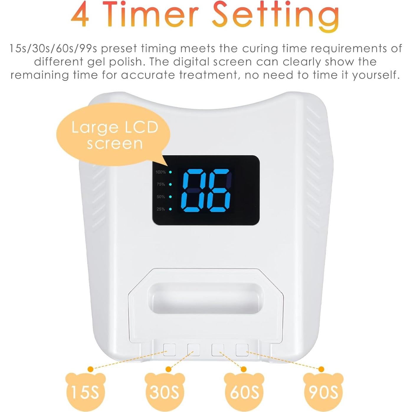 Lámpara de Uñas UV LED Inalámbrica Layhou 80W 52 LEDs