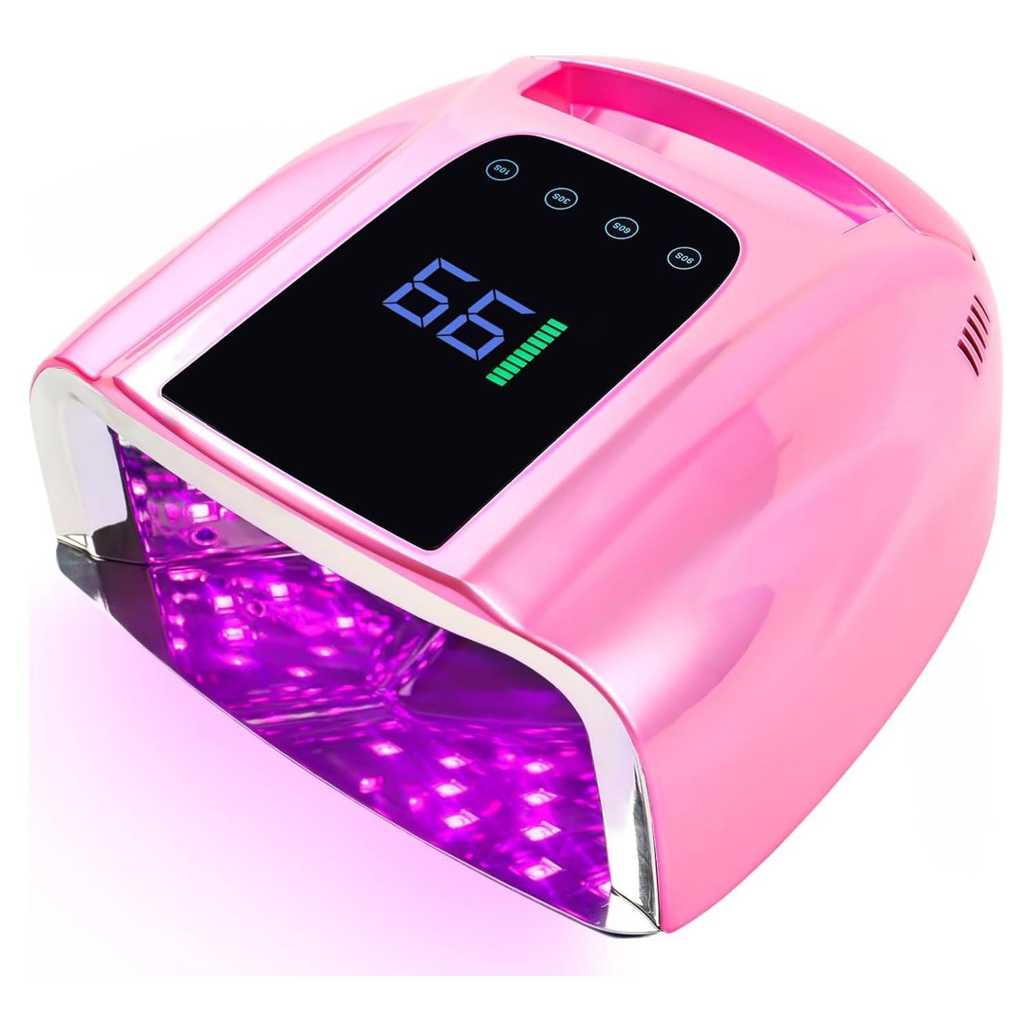 Lámpara UV LED Recargable 96W BOMOQING Rosa con Sensor
