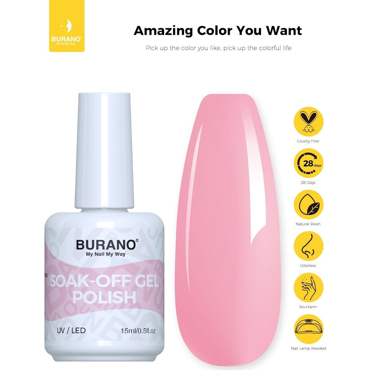 Esmalte de Uñas en Gel BURANO 15ml Rosa 702 Neon Removible