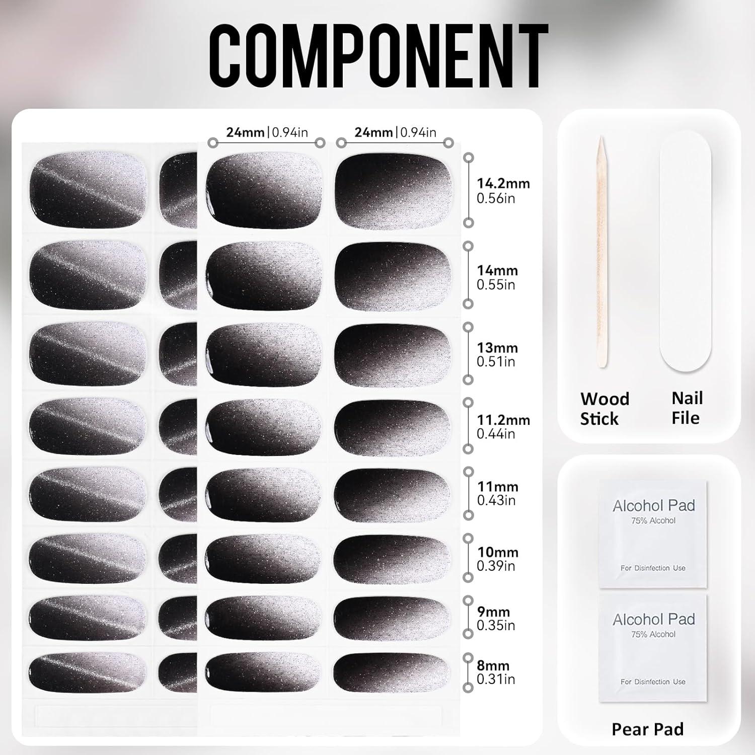 Calcomanías de Uñas de Gel MOOYIYAN 32 Pcs Ahumado Brillante