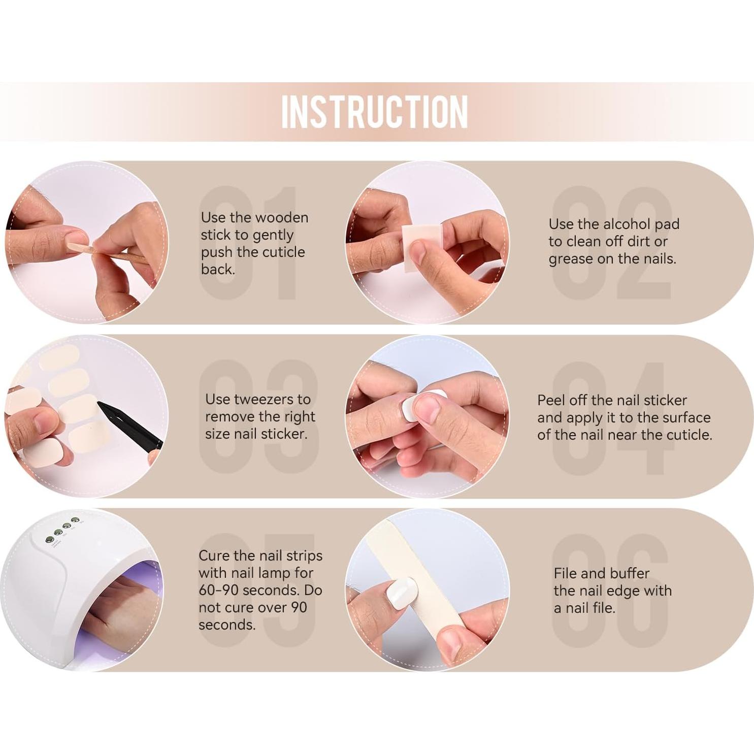 Calcomanías de Uñas de Gel MOOYIYAN 32 Pcs Ahumado Brillante