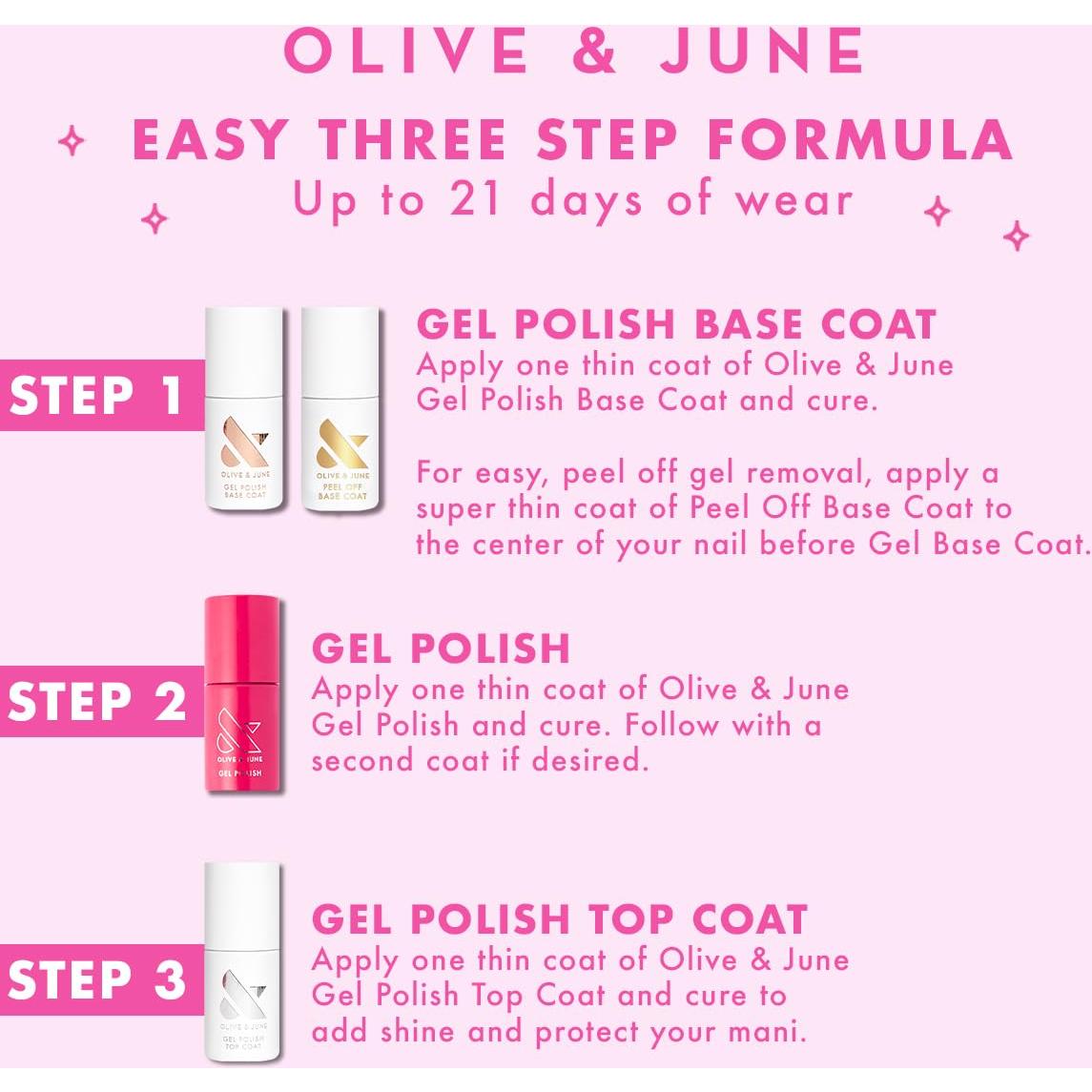 Esmalte en Gel Olive & June Atlas | Blanco Perlado | 21 Días