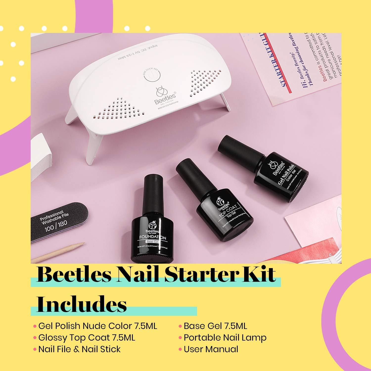 Kit de Esmalte de Uñas en Gel Nude Beetles con Luz UV LED