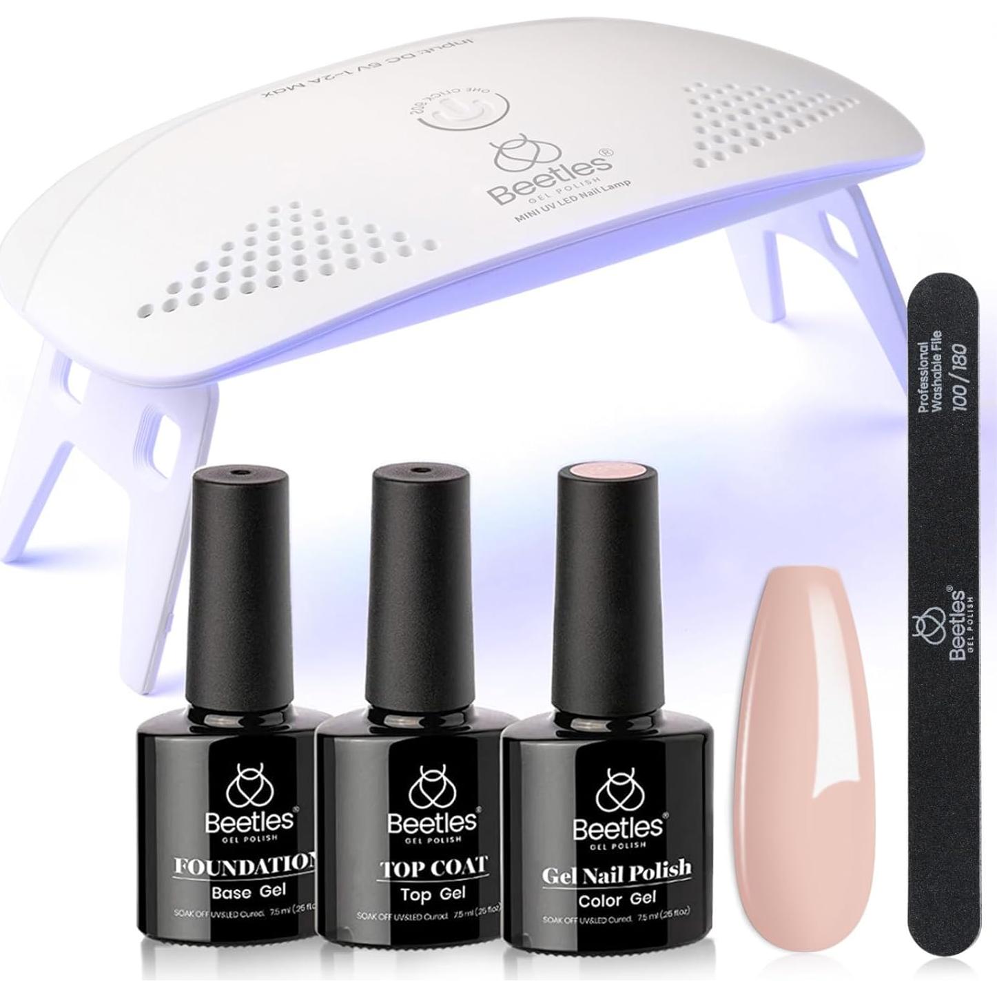 Kit de Esmalte de Uñas en Gel Nude Beetles con Luz UV LED