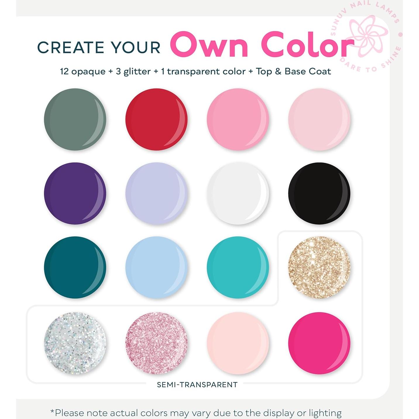 Kit de Esmalte de Uñas SUNUV SUN2C 16 Colores Gel y Herramientas