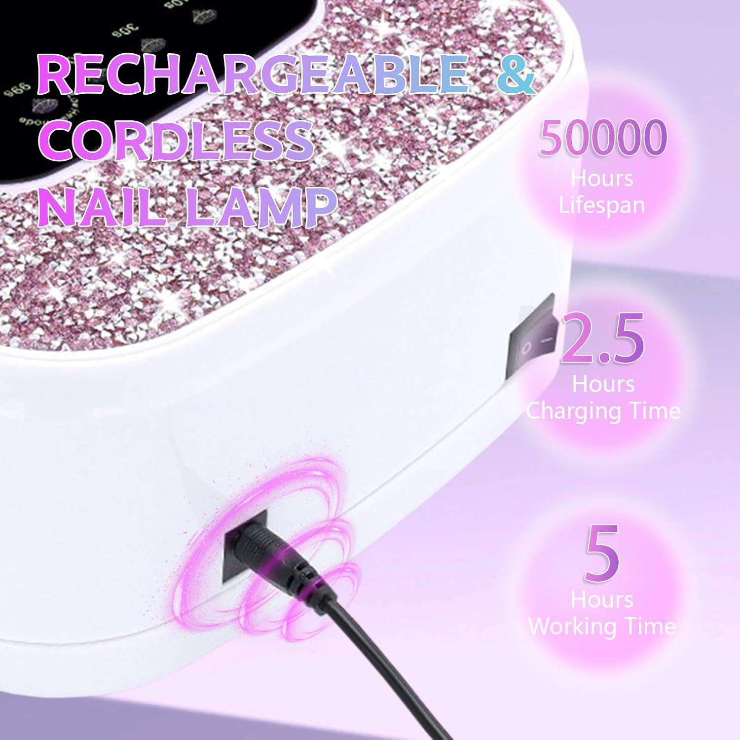 Lámpara de Uñas Inalámbrica BEENLE 168W Luz UV LED 4 Modos