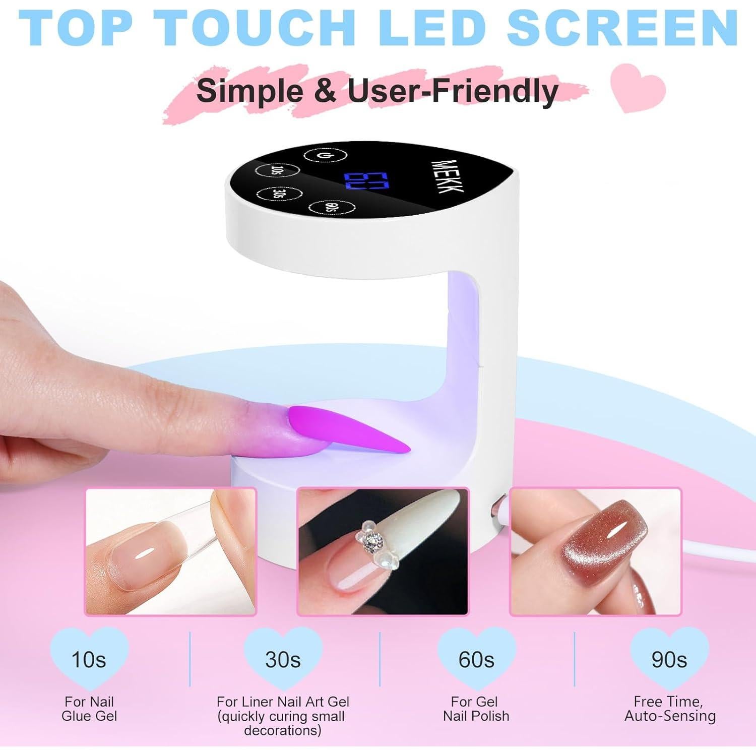 Lámpara UV LED Mini MEKK Durazno 8 Perlas 4 Temporizadores