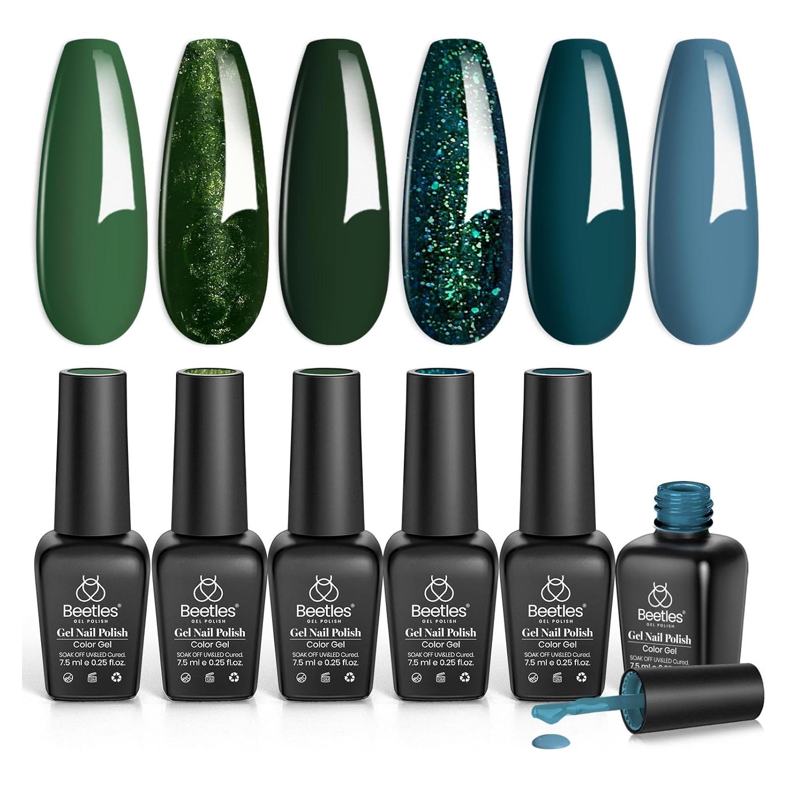 Set de Esmalte de Uñas en Gel Beetles - 6 Colores Verde