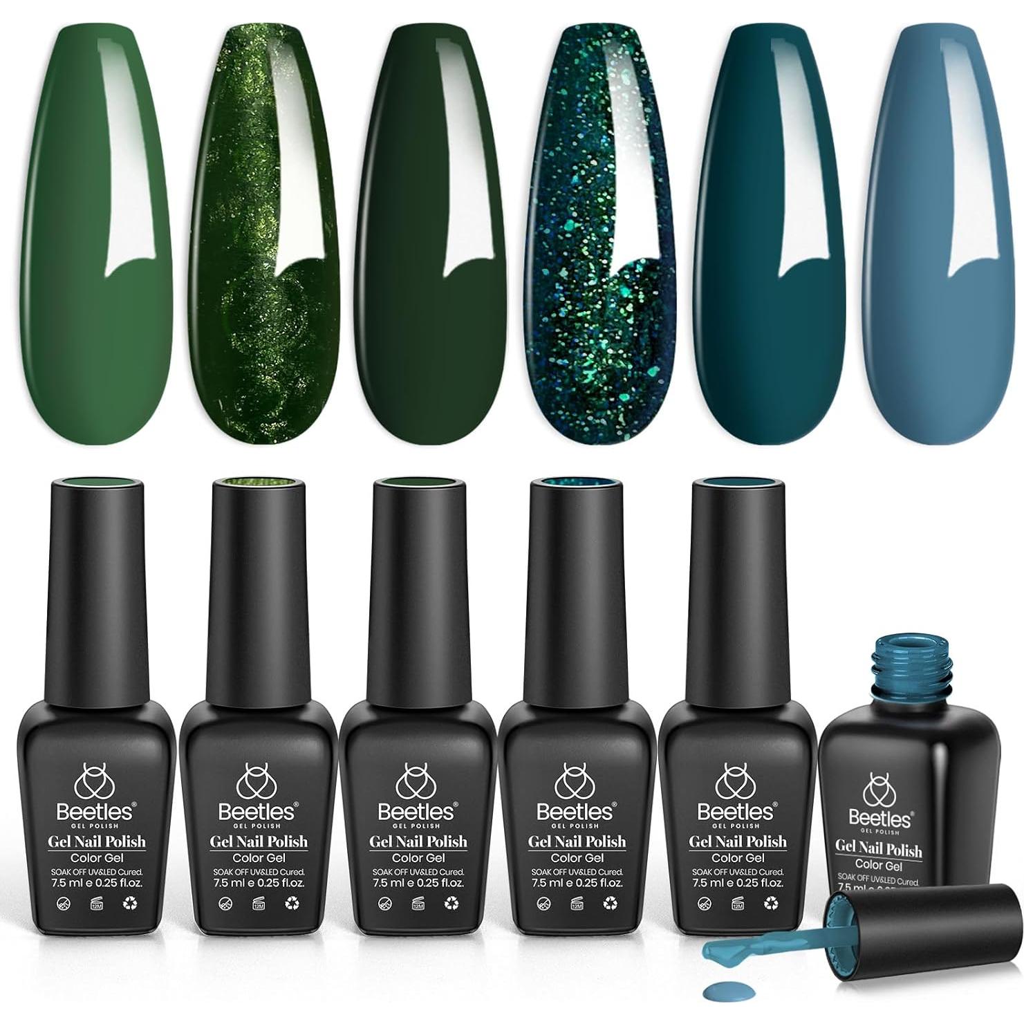 Set de Esmalte de Uñas en Gel Beetles - 6 Colores Verde