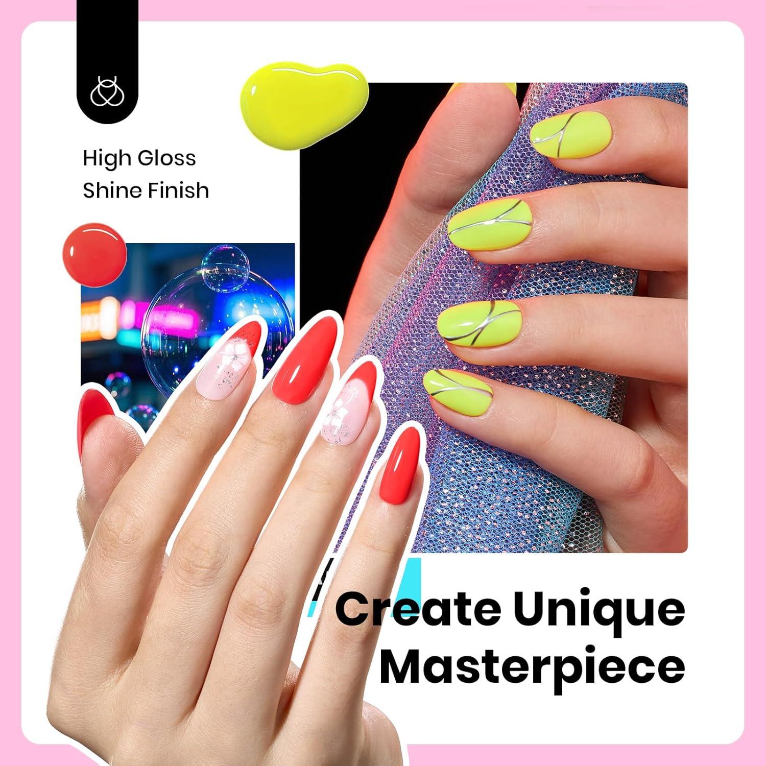 Set de Esmalte de Uñas Gel Beetles 6 Colores Neón 15ml