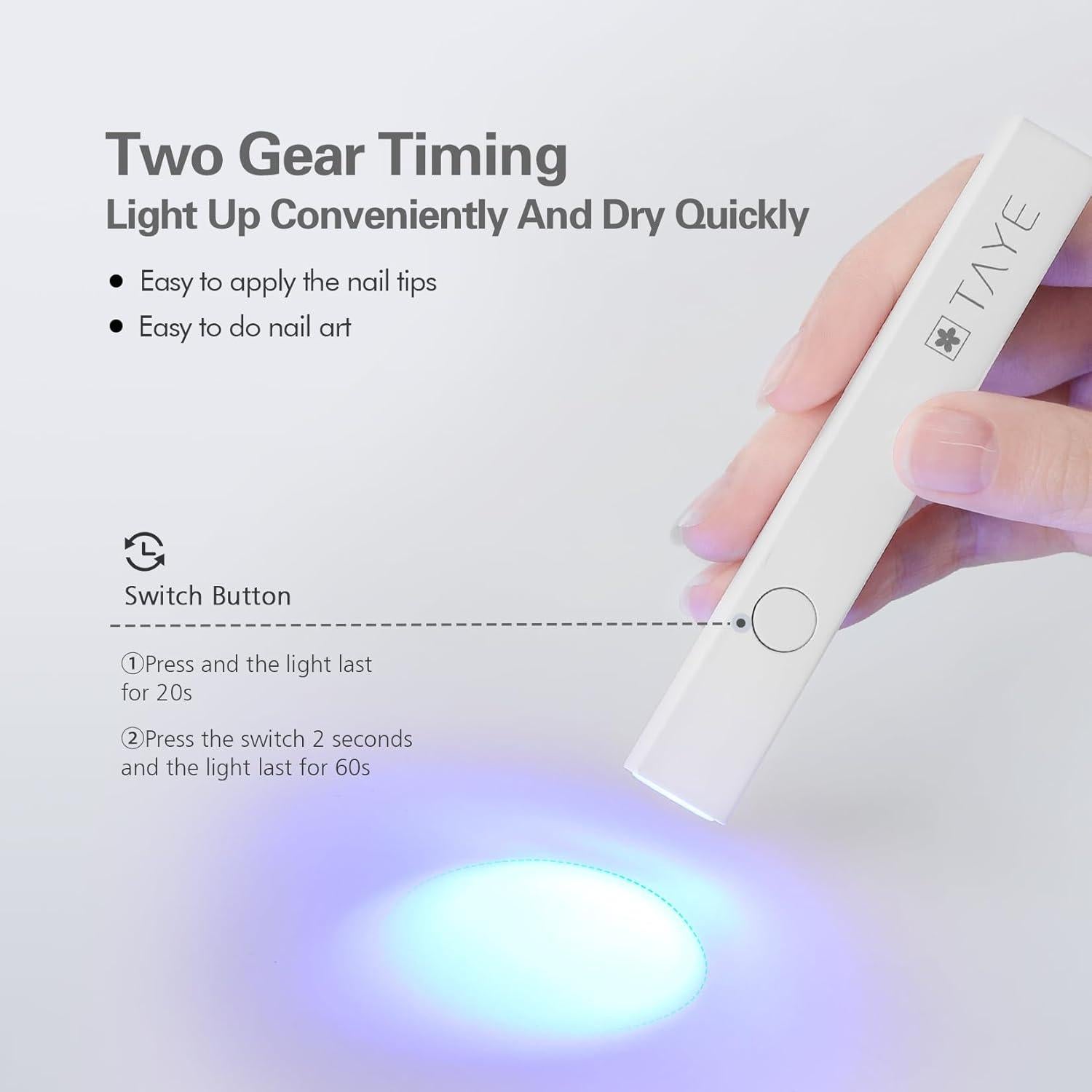 Lámpara UV de Uñas TAYE Mini Gel 3W Portátil USB Color Púrpura