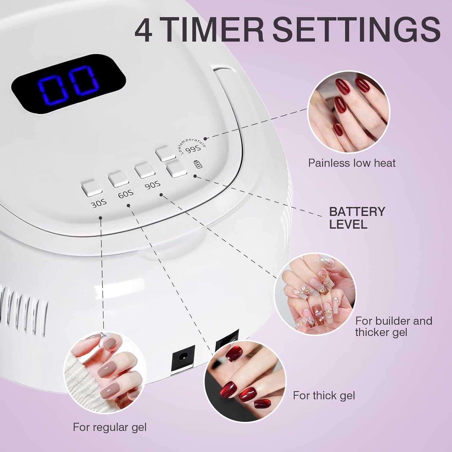 Lámpara de Uñas LED UV NailFace Inalámbrica 60W con Sensor