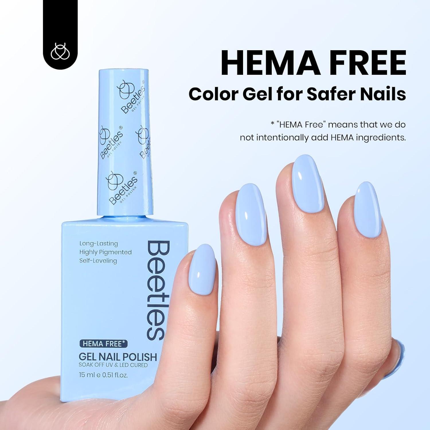 Esmalte de Uñas en Gel Beetles Azul Claro 15ml Libre de Hema
