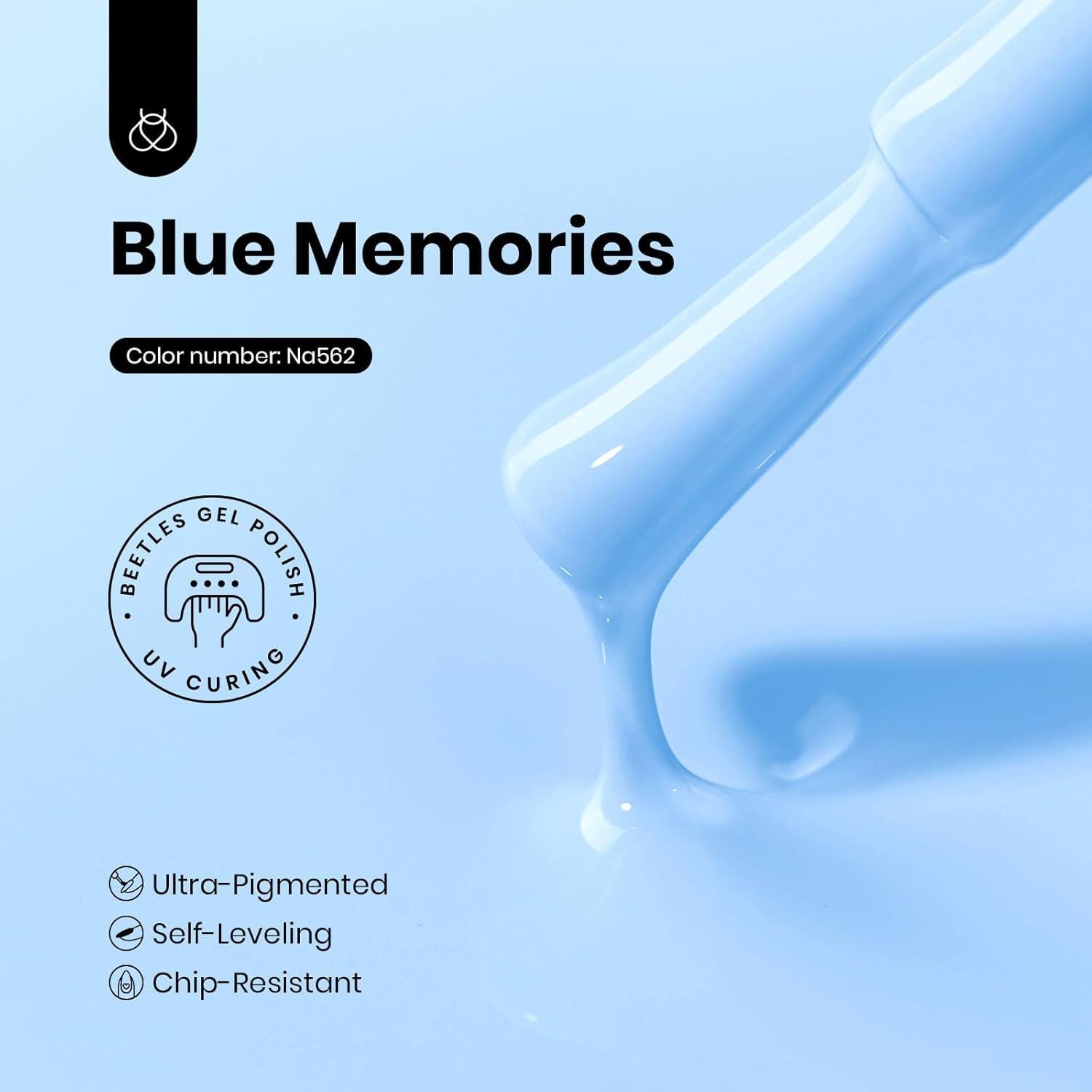 Esmalte de Uñas en Gel Beetles Azul Claro 15ml Libre de Hema