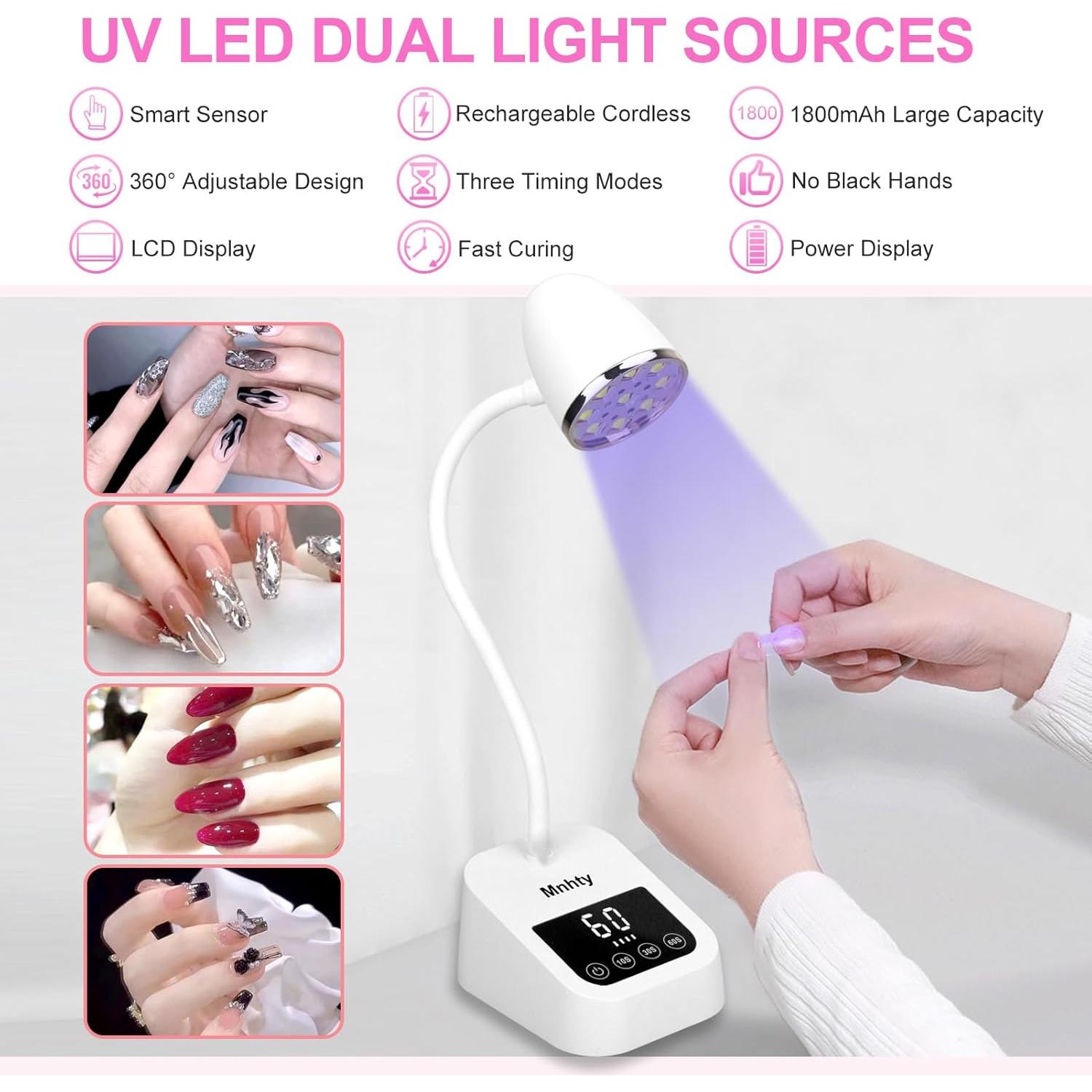 Lámpara UV LED para Uñas Gel X Inalámbrica 27W Blanco Nieve