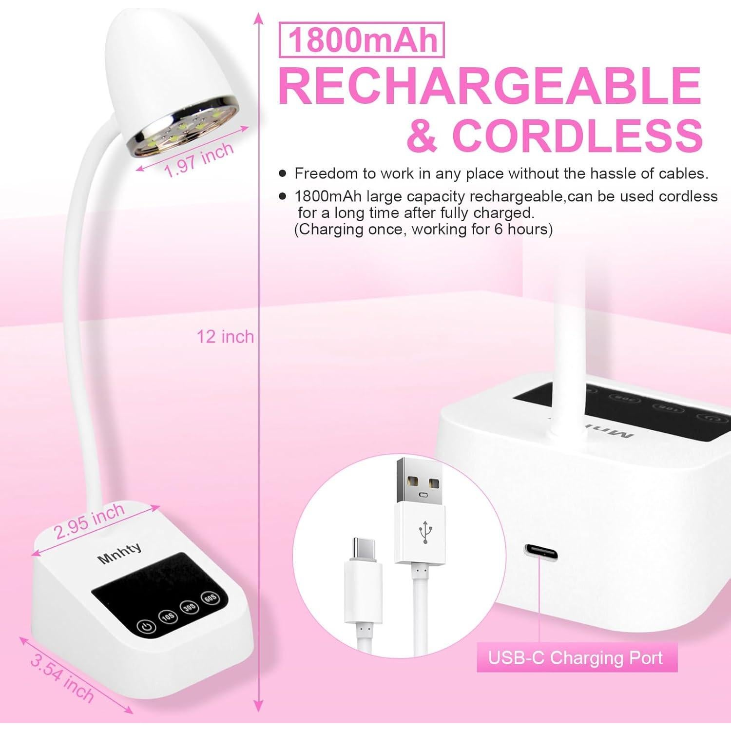 Lámpara UV LED para Uñas Gel X Inalámbrica 27W Blanco Nieve