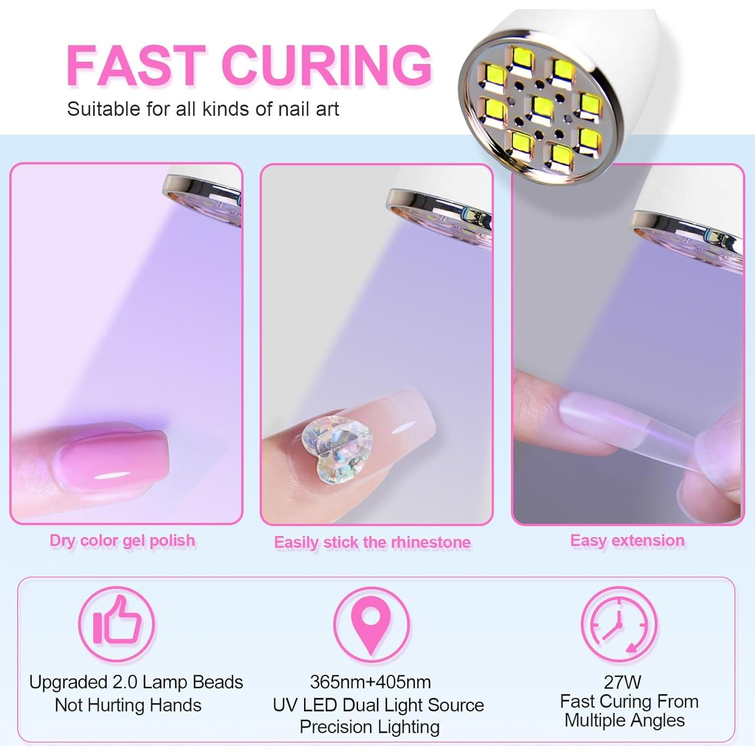 Lámpara UV LED para Uñas Gel X Inalámbrica 27W Blanco Nieve