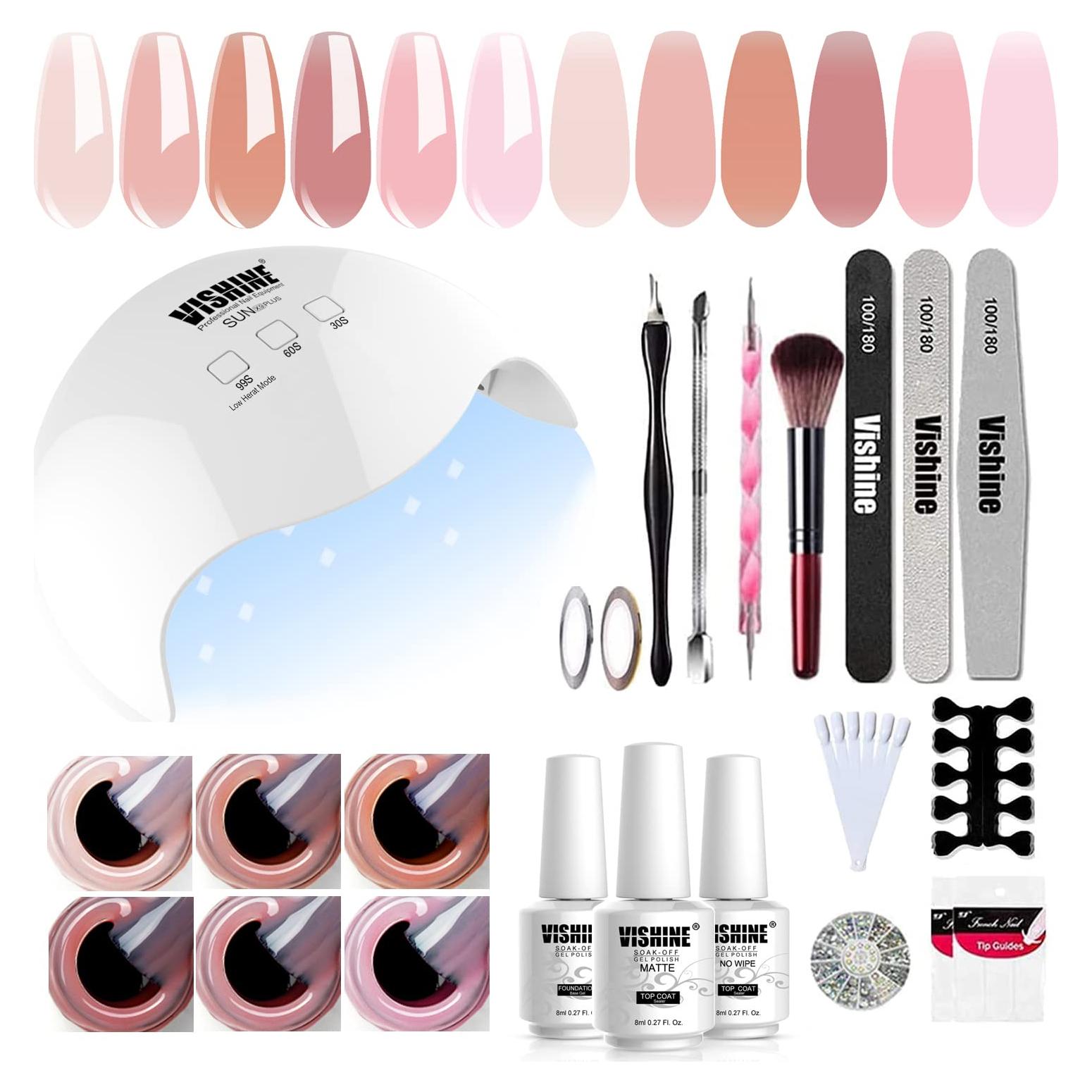 Kit de Esmalte de Uñas Vishine UV LED 40W - 6 Colores Gel