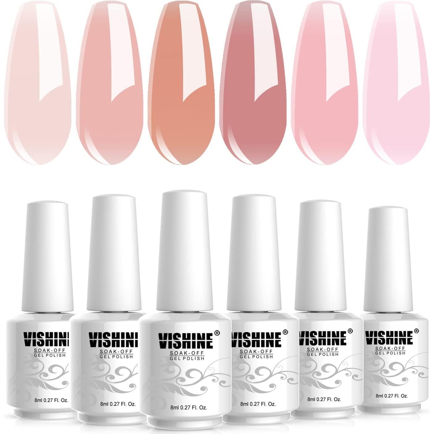 Kit de Esmalte de Uñas Vishine UV LED 40W - 6 Colores Gel