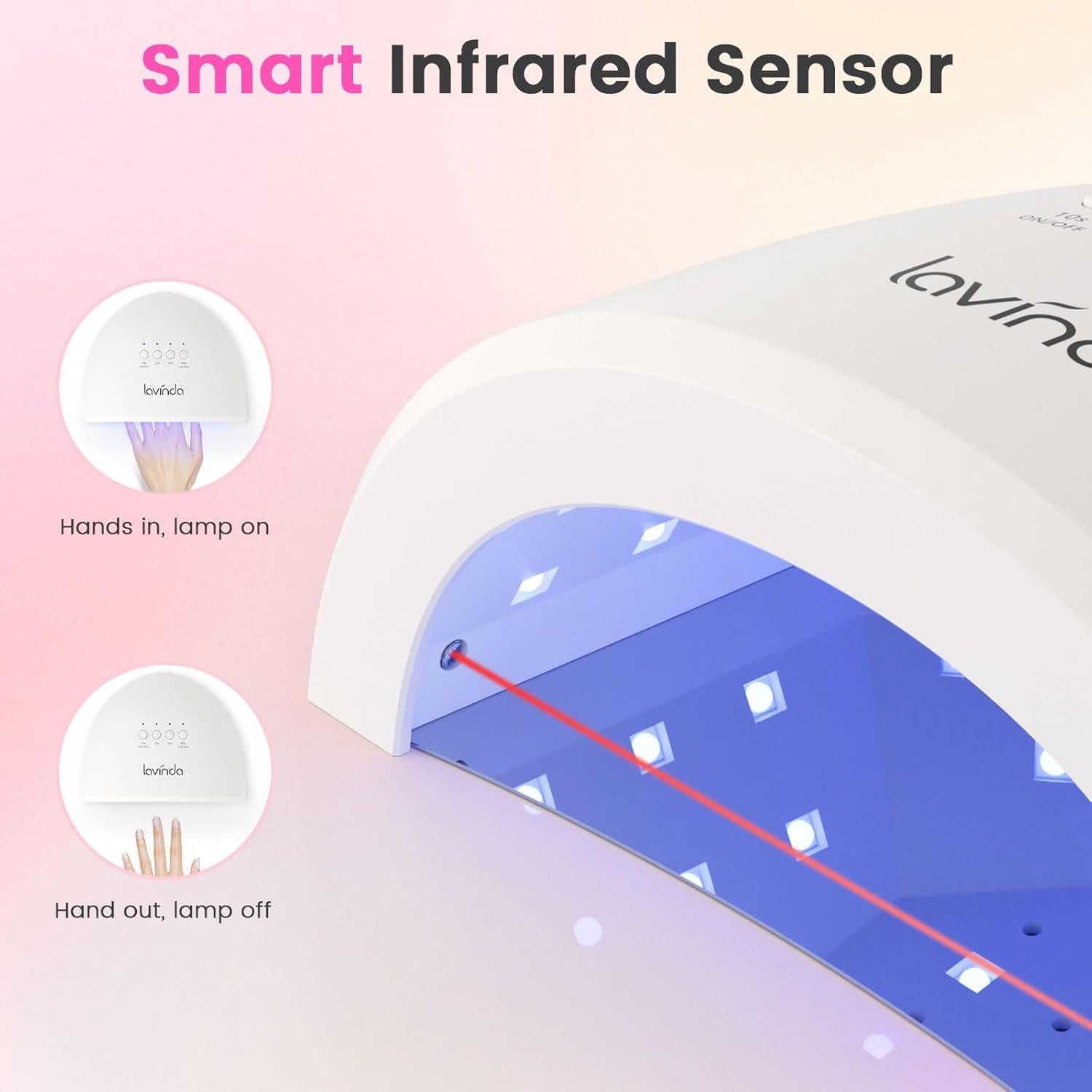 Lámpara UV LED Lavinda 48W para uñas, curado rápido y 4 temporizadores