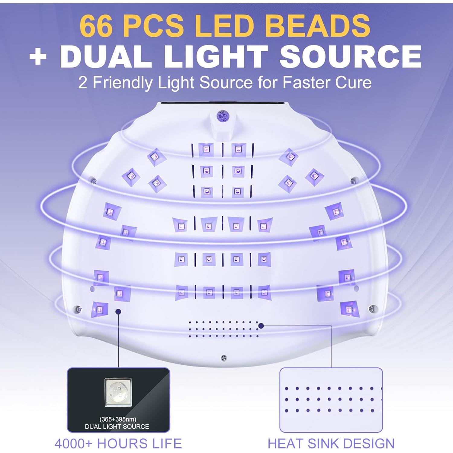 Lámpara UV para Uñas de Gel NXJ INFILILA 268W con 66 LEDs