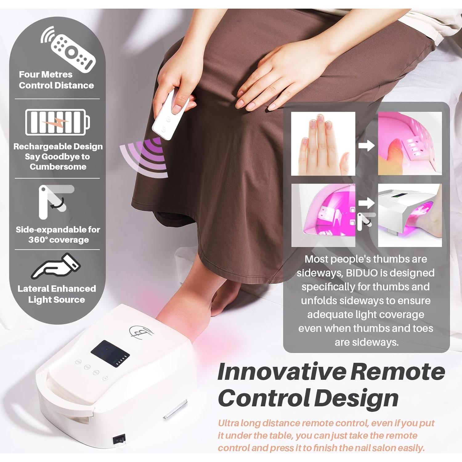 Lámpara de Uñas UV LED Inalámbrica Biduo JC27 96W Blanco