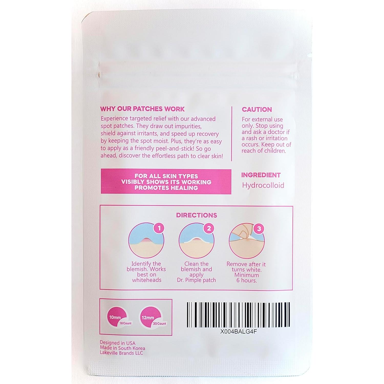 Parches Hidrocoloides Dr. Pimple para Espinillas - 17.19x10.70cm