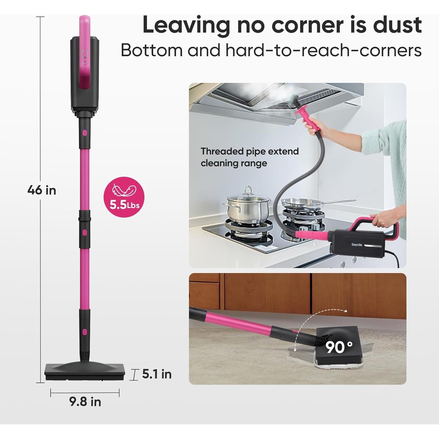 Mopa de Vapor Seyola SLSM-001 6-en-1 Rosa para Limpieza