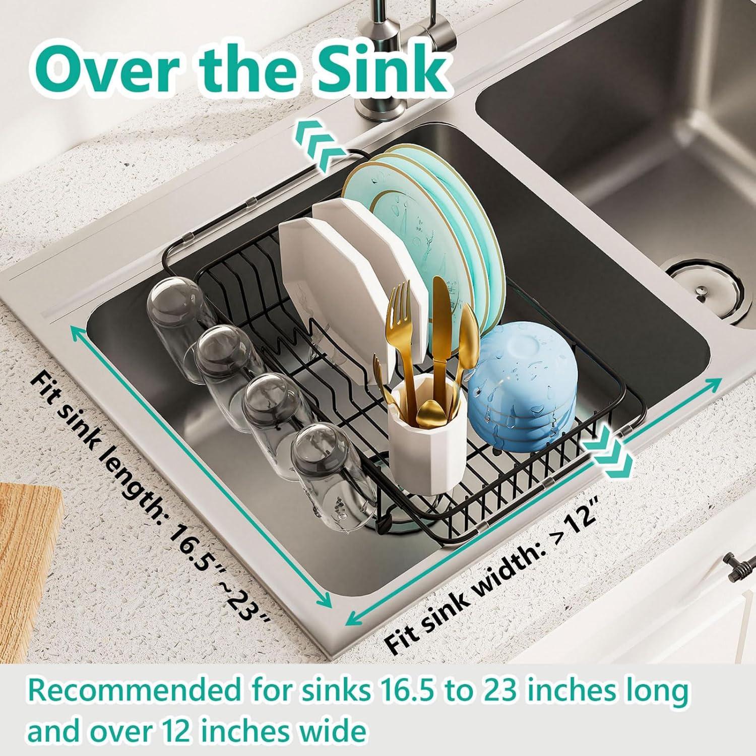 Escurridor de Platos Expandible AIDERLY Acero Inoxidable Negro