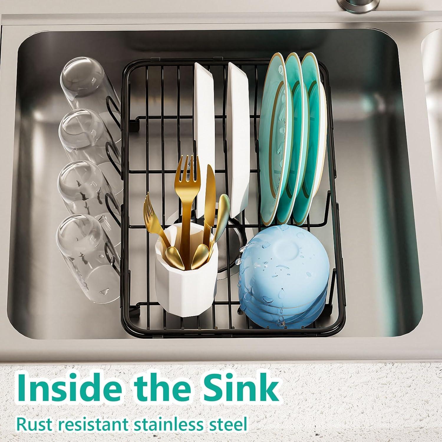 Escurridor de Platos Expandible AIDERLY Acero Inoxidable Negro