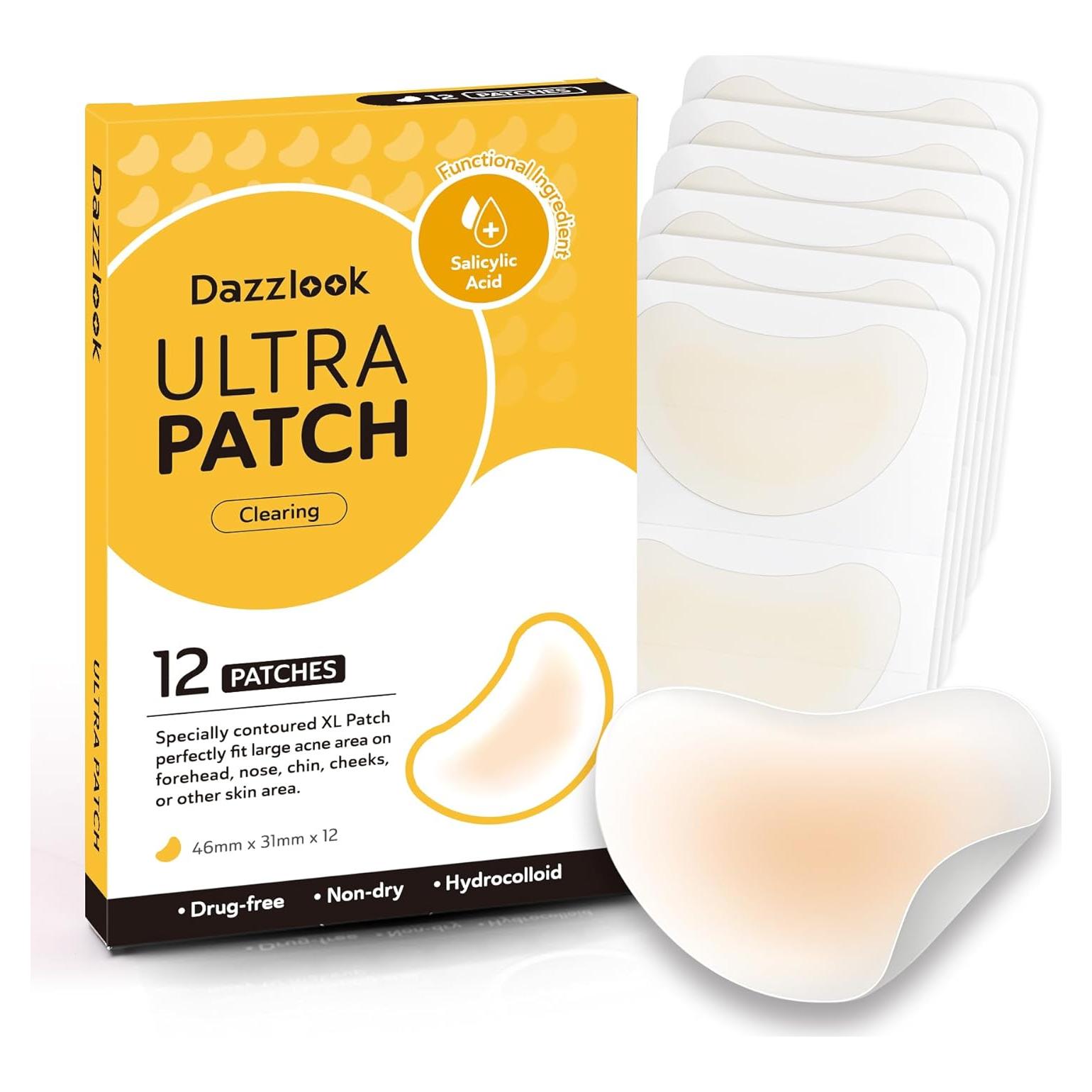 Parche para Acné Dazzlook - Hidrocoloides Extra Grandes 12 Unidades