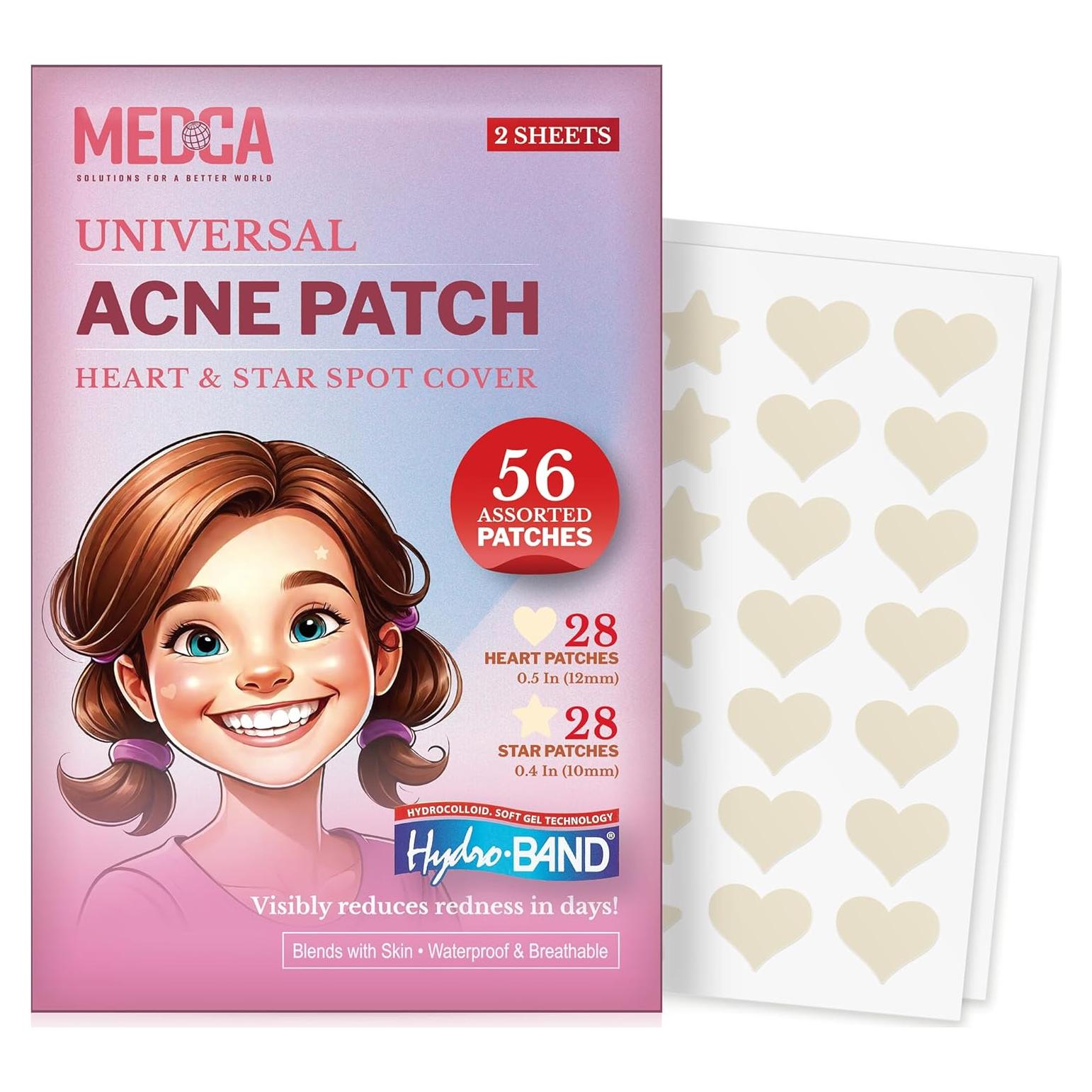 Parche Hidrocoloide para Acné MEDca - 56 Piezas Corazones y Estrellas